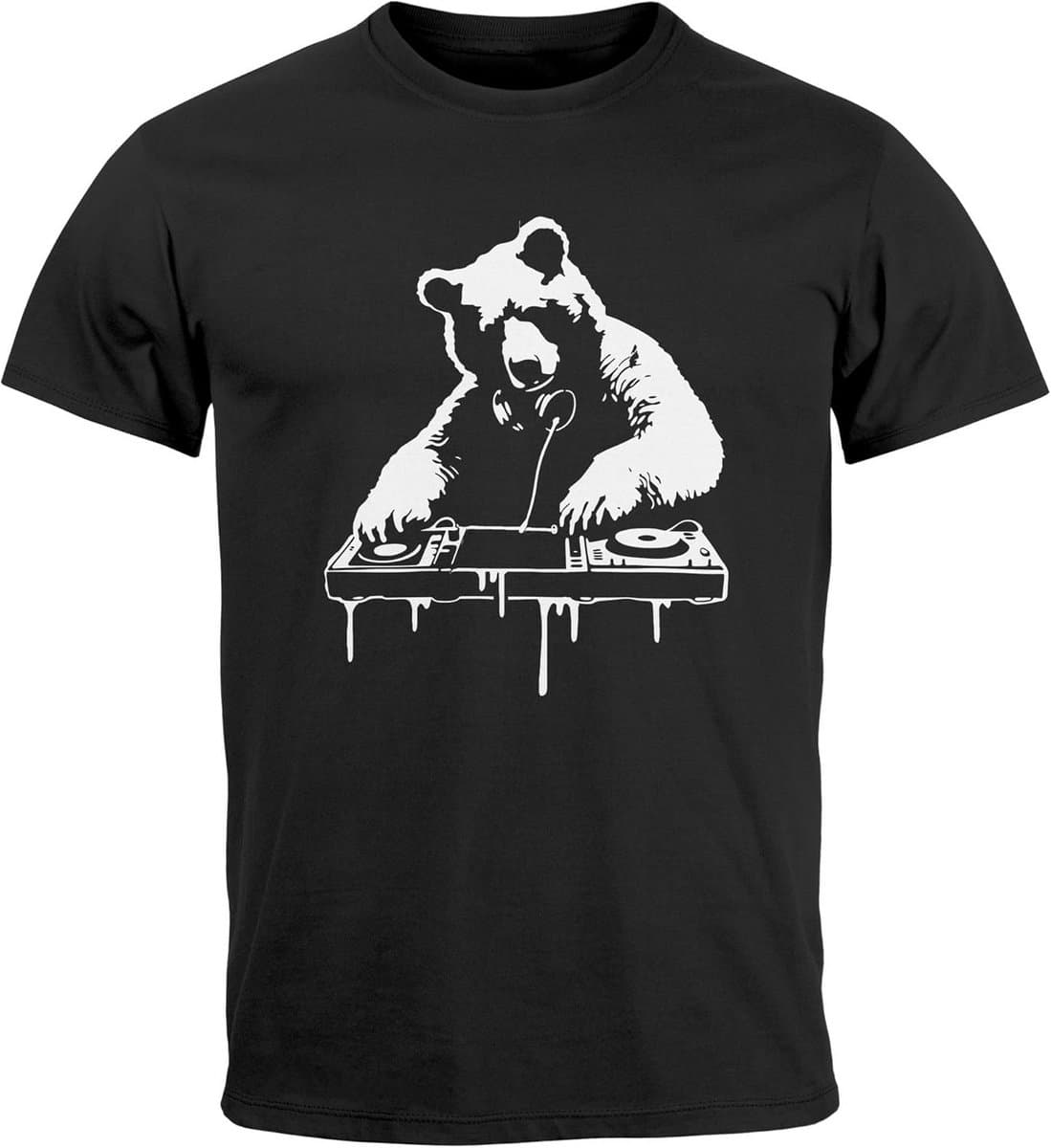 Heren T-Shirt met Luiaard Techno DJ Print | Festival Rave Muziek Shirt — afbeelding 1