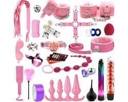 BDSM Extreme - Sex Toys voor Koppels - 33 Stuks - Seksspeeltjes voor Koppel - Zweepje Seks - Shibari Touw – Bondagesets – Dildo’s - Sexspeeltjes voor Koppels - Couple Games – Bondagesets – Boeienset, Handboeien, Tepelklemmen, etc - Roze