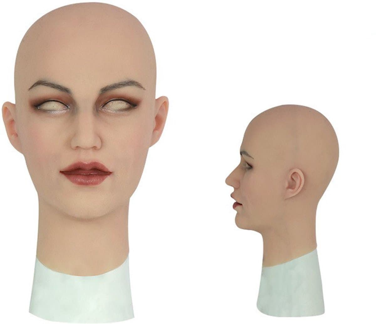 Siliconen - Vrouwelijk - Masker - Gezicht - 100% Hypoallergene Medische Siliconen - Realistisch - Crossdresser - Transgender - Mastectomie - Hoofd - Gezichtsmasker - Female Face — afbeelding 1