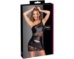 Cottelli Collection - Asymmetrische Kanten Mini Jurk - Zwart