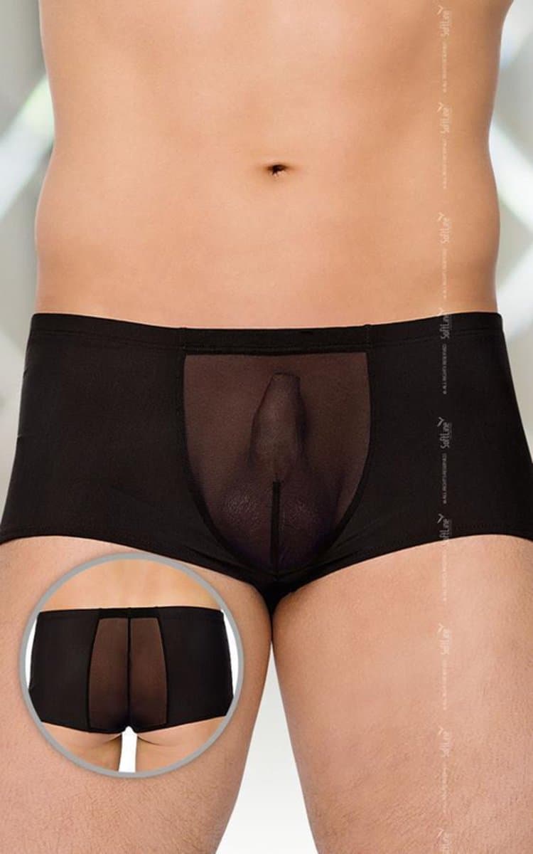 Sexy transparente heren boxers met visnet- SoftLine Collection - Zwart M/L — afbeelding 1