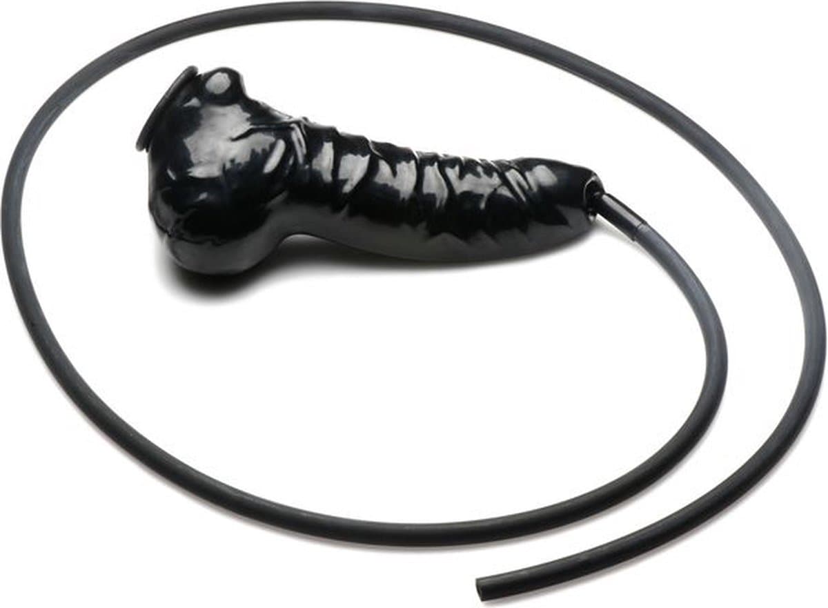 XR Brands Guzzler - Realistische Penis Sheath met Tube penishoes - Zwart — afbeelding 1