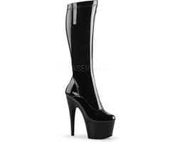 Adore-2000 plateau stretch lak knielaars met stiletto hak zwart - (EU 35 = US 5) - Pleaser