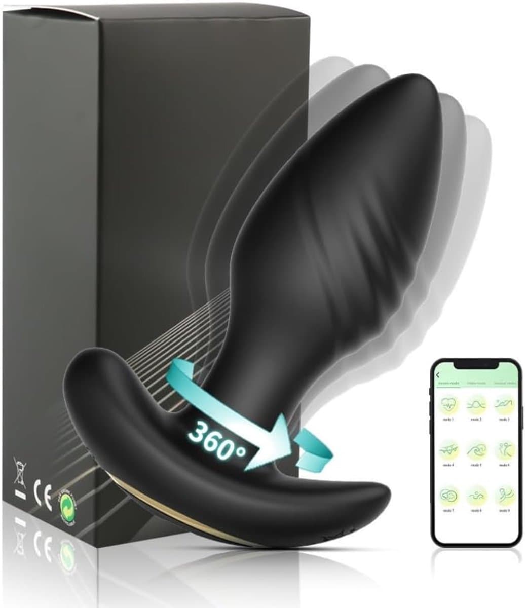 Daity 360° Roterende anale plug met 9 vibratiestanden – App-gestuurde prostaatmassager voor P-puntstimulatie – Waterdicht seksspeeltje voor mannen en koppels — afbeelding 1