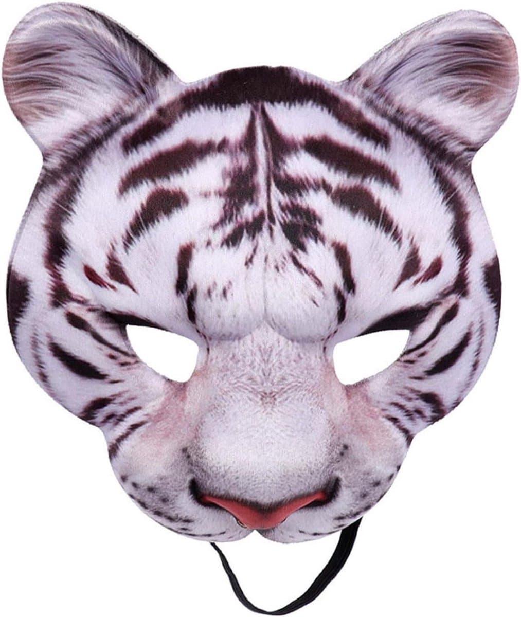 Realistisch Geprint Halve Masker voor Dierenkostuum, Tijger Masker voor Halloween, Carnaval, Feest, Cosplay en Verkleedpartijen — afbeelding 1