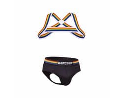 Barcode Berlin Multipack Backless Brief Pride Black + Pride Harness - MAAT L - Erotisch Heren Ondergoed - Slip voor Man - Sexy mannen Slip