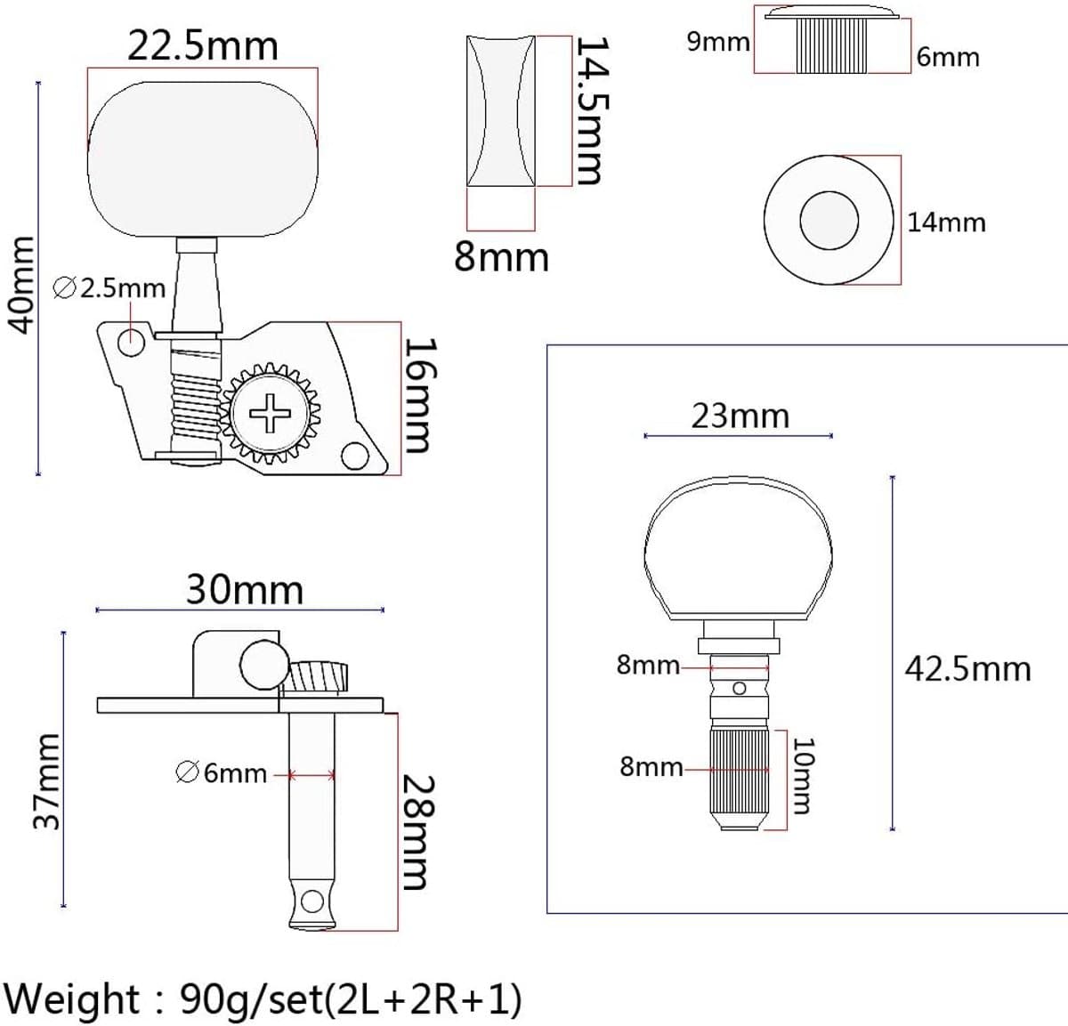 5Pcs Zinklegering Gitaar Accessoires Banjo Machine Hoofd Tuners Tuning Pinnen Sleutel Met Bushings Set Voor Akoestische Folk Klassieke Gitaar — afbeelding 1