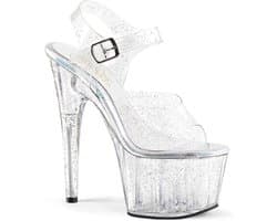 Pleaser - ADORE-708MMG Sandaal met enkelband, Paaldans schoenen - Paaldans schoenen - 40 Shoes - Transparant