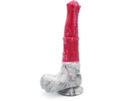 Realistische Dildo met Zuignap - 24.5 cm - Buigzaam - Gemaakt van Siliconen - Met Geaderde Structuur - Met Balzak
