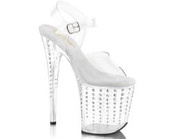 Pleaser - FLAMINGO808TDRS Sandaal met enkelband, Paaldans schoenen - US 7 - 37 Shoes - Wit/Transparant