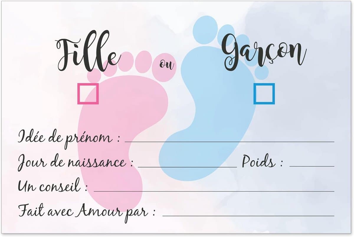 20 Gender Reveal Voorspellingskaarten voor Babyshower - Animatie & Spel — afbeelding 1