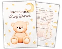 Voorspellende Kaarten - Babyshower Spel - Gender Reveal - 20 Unieke Kaarten - 21x16x1 cm - Beer