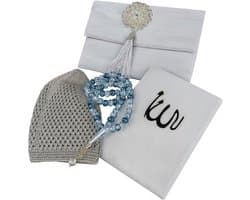 Islamic Prayer Gift Set for Men, Velvet, Prayer Carpet Tasbih Beads, Yase Book, Muslim Prayer, Essentials Eid Gift