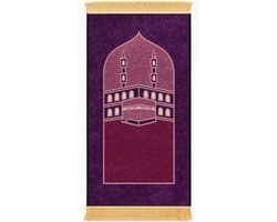 Purple Islamic Prayer Rug with Oriental Design and Floral Border (Purple and Pink, NL-50x110cm) - ShopVlot