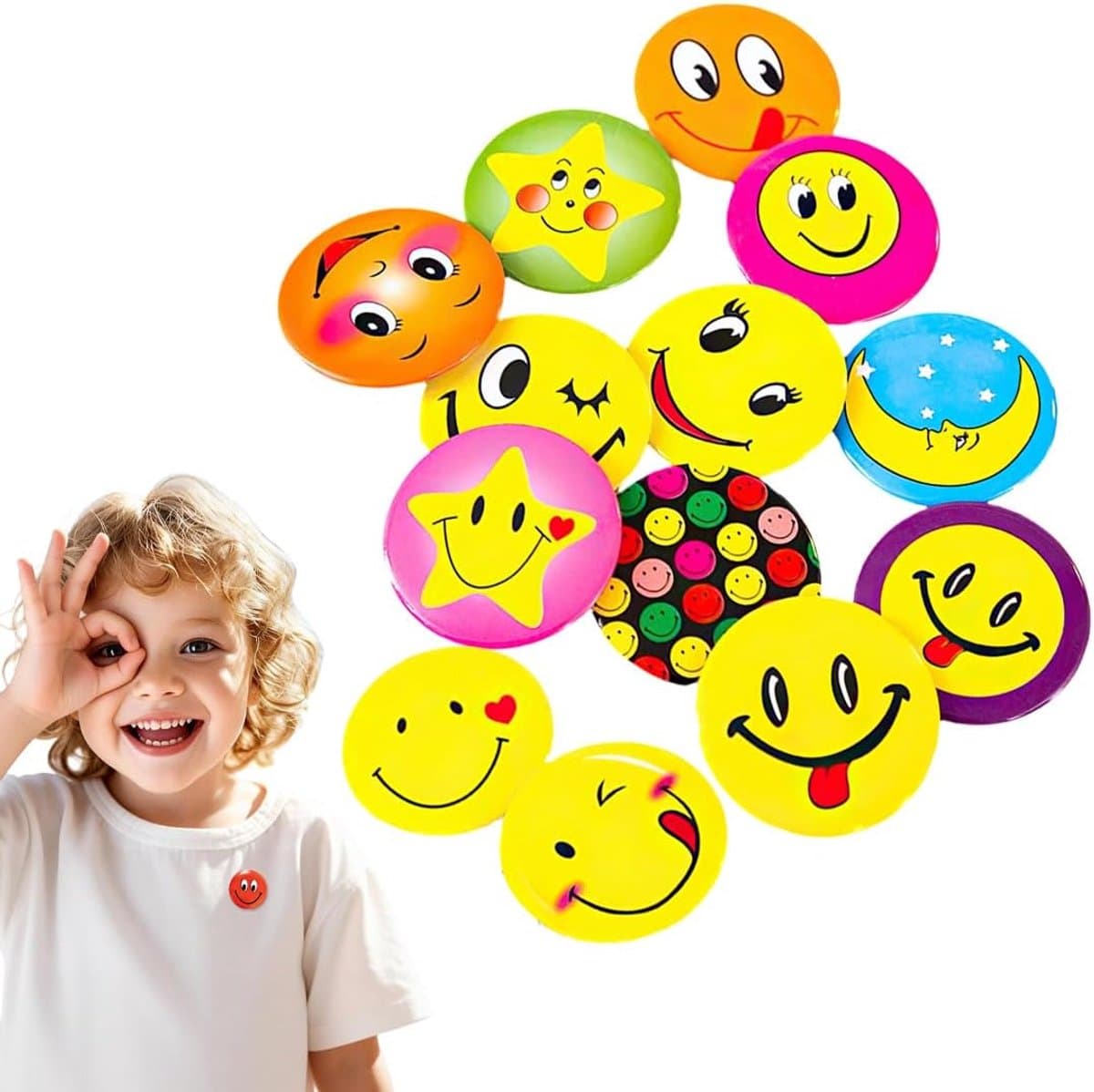Pin Emoticon Buttons reversspelden voor kleding 45 mm willekeurig 39 — afbeelding 1