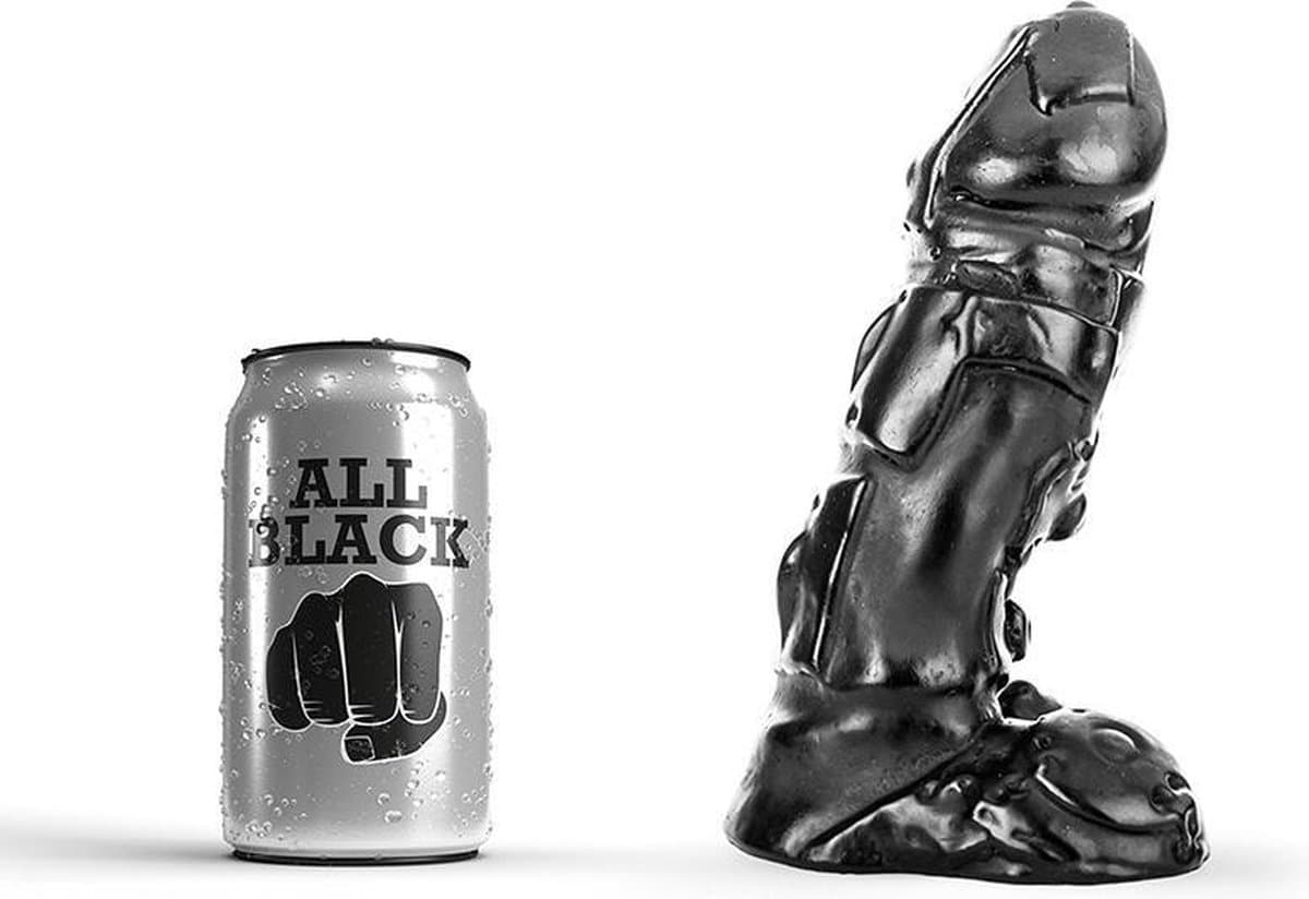 All Black - Dildo Met Aders - 18 x 4 cm - Zwart — afbeelding 1