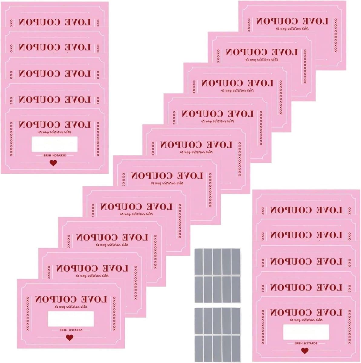 Romantische bonnen set - Liefdeskaarten koppels - Relatie versterken - 20 kraskaarten - 15 x 12 cm - Roze — afbeelding 1