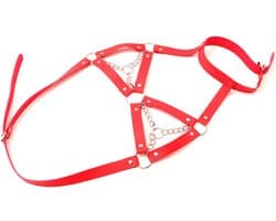 Daity BDSM Harness – Faux Leer Punk Gothic Lichaamsketting met Kwastjes – Voor Mannen en Vrouwen – Bondage en Vastbinden – Sex Toys voor Koppels – rood