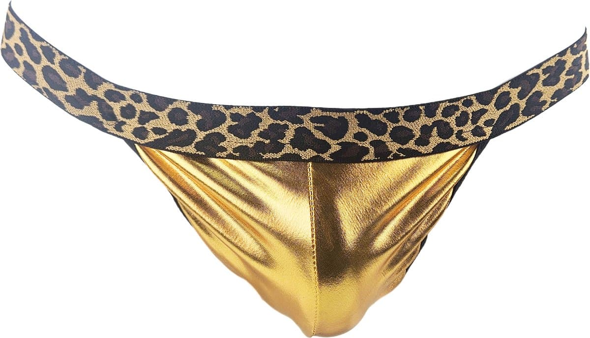 BamBella ® - Slip - maat Onesize S M L - goud kleurig panterprint bondage Sexy erotische heren onderbroek mannen — afbeelding 1