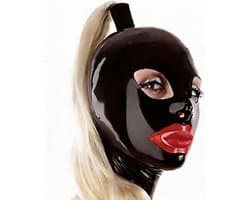 Fetisj latex masker met staart - One size voor XS, S en M - Sex masker - Seks BDSM - Rubber - 4MM dik - Extra staart functie voor controle
