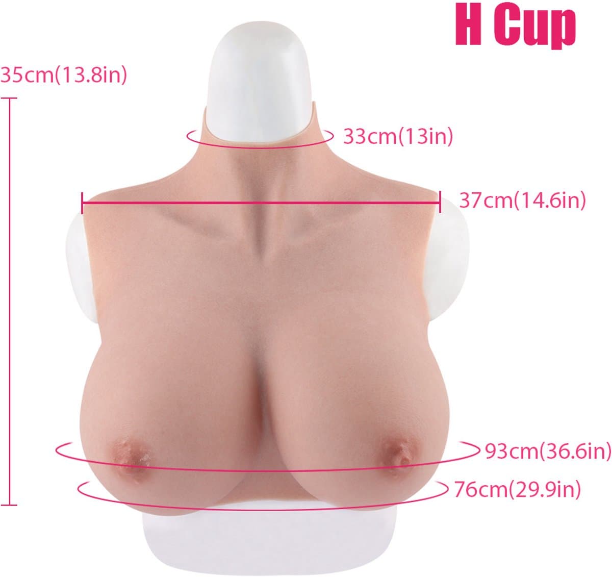 Siliconen borsten- H cup- Nep Borsten- 100% siliconen- 4500gram -Crosdresser- Travestiet- Cosplay-Breastplate-Travestie- Natuurlijke look- — afbeelding 1