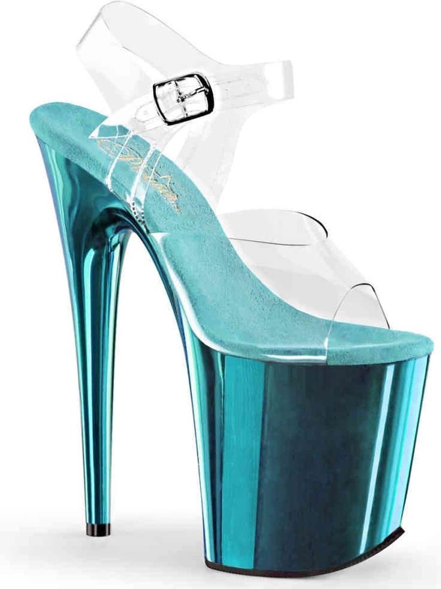 Pleaser - FLAMINGO-808 Sandaal met enkelband, Paaldans schoenen - Paaldans schoenen - 36 Shoes - Blauw/Transparant — afbeelding 1