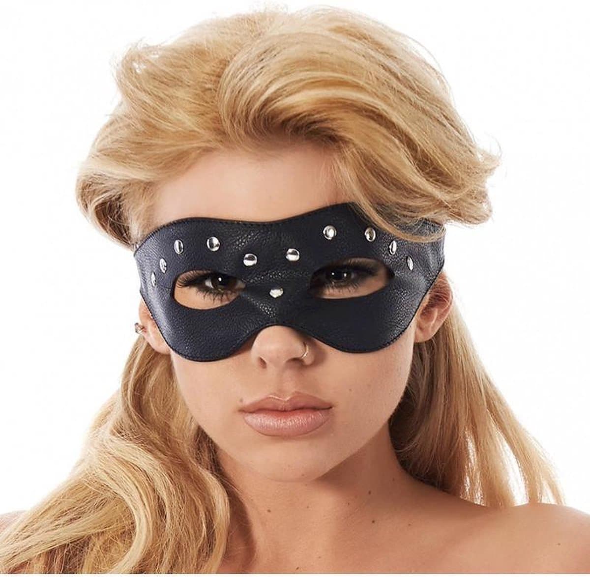 Rimba - Open oogmasker Van Leer Met siernieten — afbeelding 1
