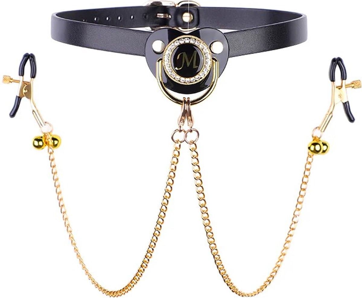 Tepelklemmen + Speen + Halsband - BDSM - Cosplay - Slave - Adult Baby - Verstelbaar - Rollenspel — afbeelding 1