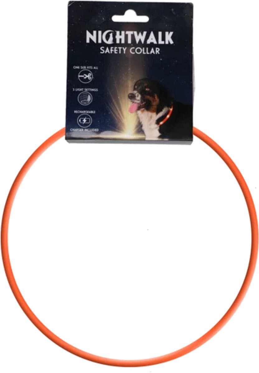 Nightwalk Safety Collar - Verlichting hond - Lichtgevende halsband - LED - Oplaadbaar - Waterdicht - One size - Oranje — afbeelding 1