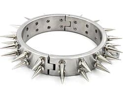 Heavy BDSM Spike halsband - RVS - Choker - Fetisj - SM - Slave - Man