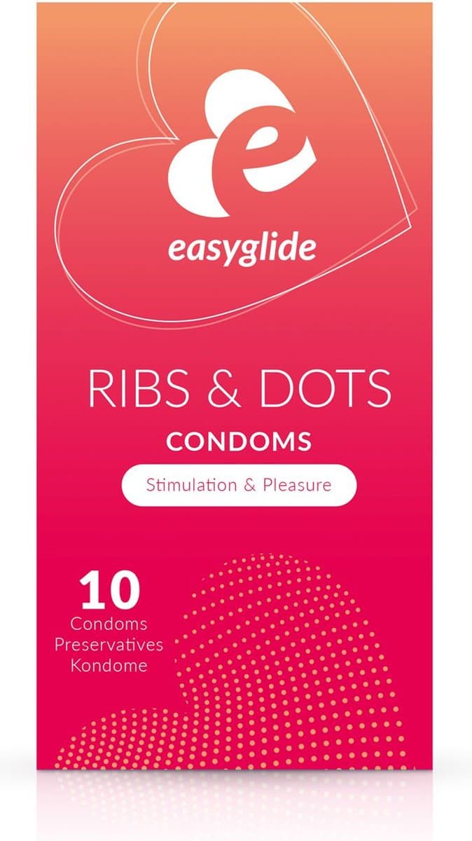 EasyGlide - Ribs and Dots Condooms - Condooms met Glijmiddel - 10 stuks — afbeelding 1