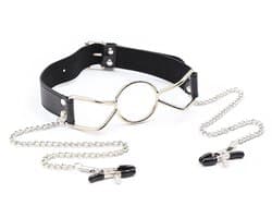 Smart Moves - Ring Gag met Tepelklemmen