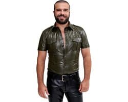 Mister B leren politie overhemd - groen - small
