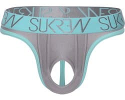 SUKREW U-Style Classic Thong Silver Sparkle - MAAT S - Erotisch Heren Ondergoed - String voor Man - Sexy mannen String