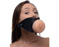 Verstelbare siliconen mond gag vagina - Realistische pussy face - Open Mond plug - Deepthroat - BDSM