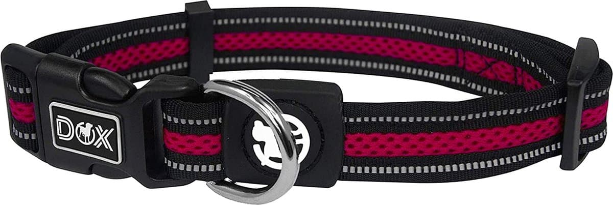 DDOXX Air Mesh hondenhalsband, reflecterend, gewatteerd, verstelbaar | Veel kleuren en maten | voor klein, middelgroot en groot | Halsbanden voor puppykatten | Rood, S, arnet voor Hond — afbeelding 1