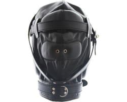 Banoch - Reticent Hood Black -Zwart bondage Masker van pu Leer | BDSM