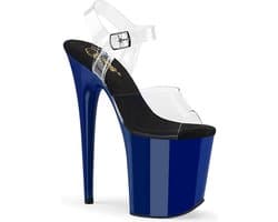 Pleaser - FLAMINGO808 Sandaal met enkelband, Paaldans schoenen - US 7 - 37 Shoes - Transparant/Blauw