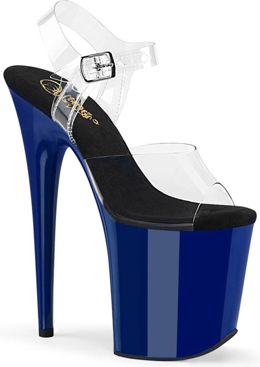 Pleaser - FLAMINGO808 Sandaal met enkelband, Paaldans schoenen - US 7 - 37 Shoes - Transparant/Blauw — afbeelding 1