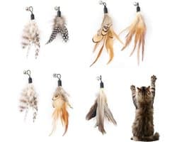 8 stuks kattenveren vullingen voor katten, natuurlijke veervullingen en duurzame kattentoverstaf teaser-hulpstukken voor oefeningen en verveling