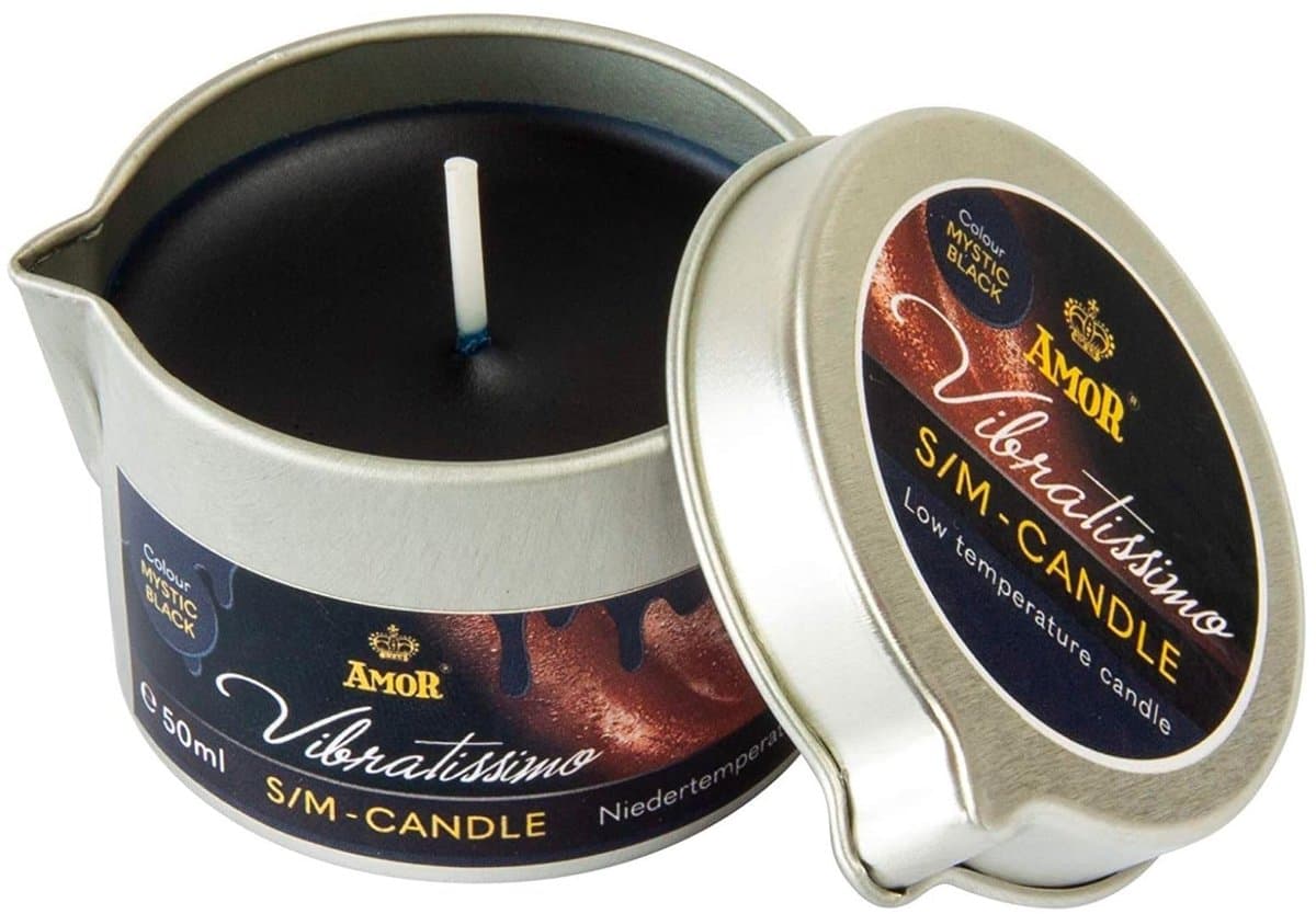 VIBRATISSIMO S/M Kaars Mystic Black 50 ml I lage temperatuurkaars in zwart I hoogwaardig kaarsvet geurloos I druipkaars voor erotische spelletjes I romantische massagekaars voor koppels I Waxkaars — afbeelding 1