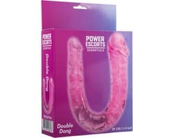 Power Escorts Double Dong BR336 – Flexibele Dubbelzijdige Dildo – 29 cm – Transparant Roze