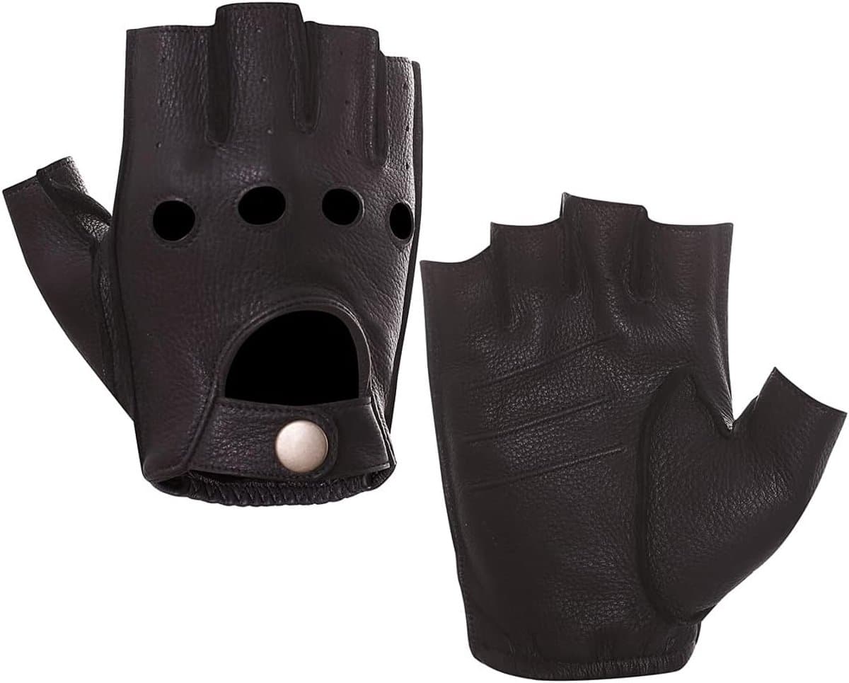Handschoenen voor heren, ongevoerd, halve vingers, hertenleer — afbeelding 1