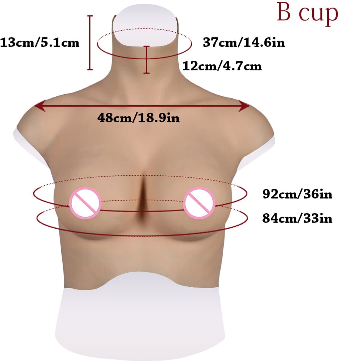 Siliconen Borsten- plus size L XL Borstprothese-Nep borsten- B cup- Cosplay- Travestie-Transgender-Crossdresser-Travestiet-100% siliconen-Breastplate- Oil Free- Non sticky- — afbeelding 1