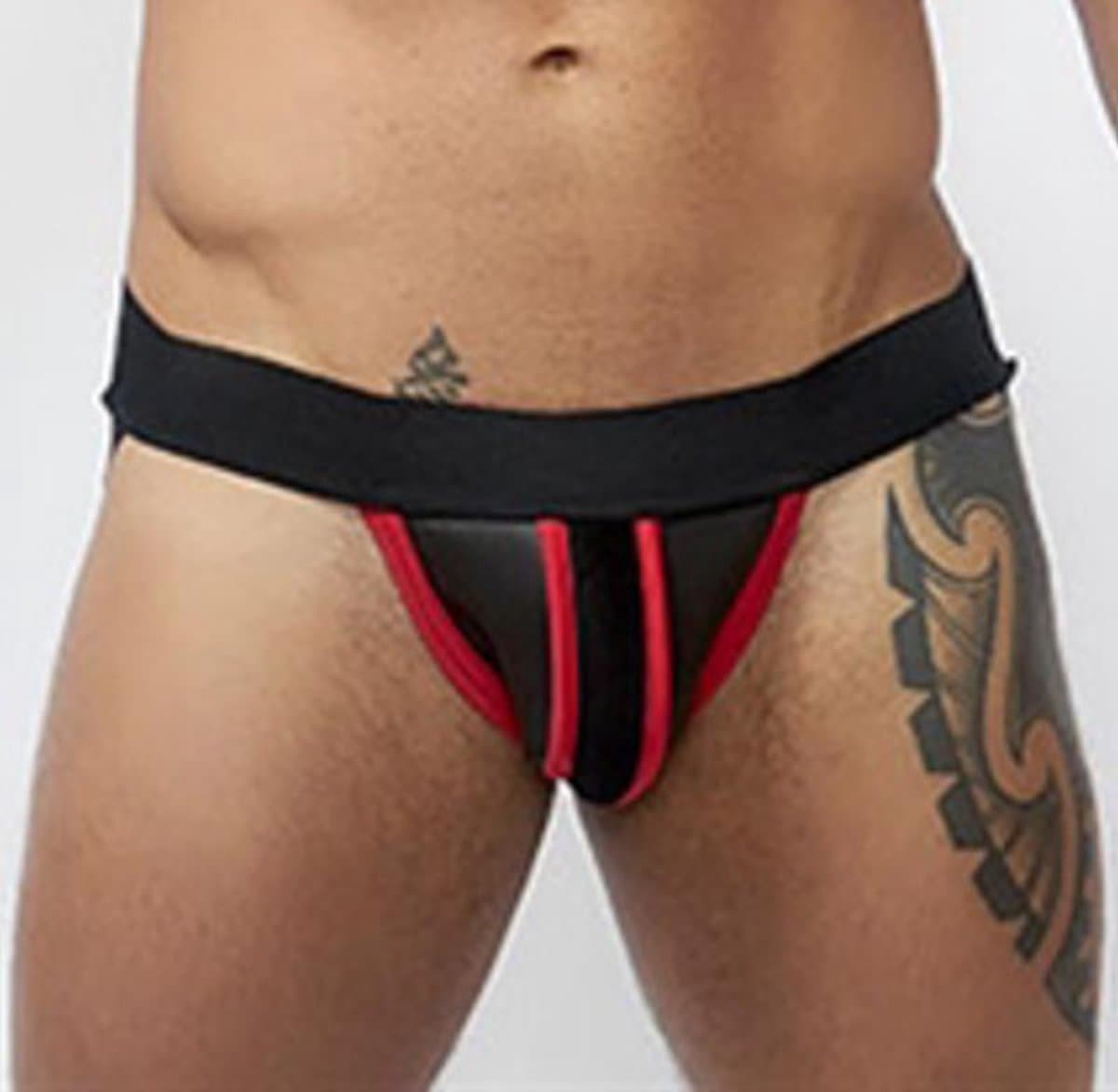 Mister b neoprene jockstrap black red small — afbeelding 1
