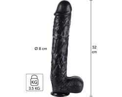 Dong XXXXL 52cm - Extreme Lange en Dikke Zwarte Dildo - Mega Dildo - 52 cm - Monsterlijke Dildo