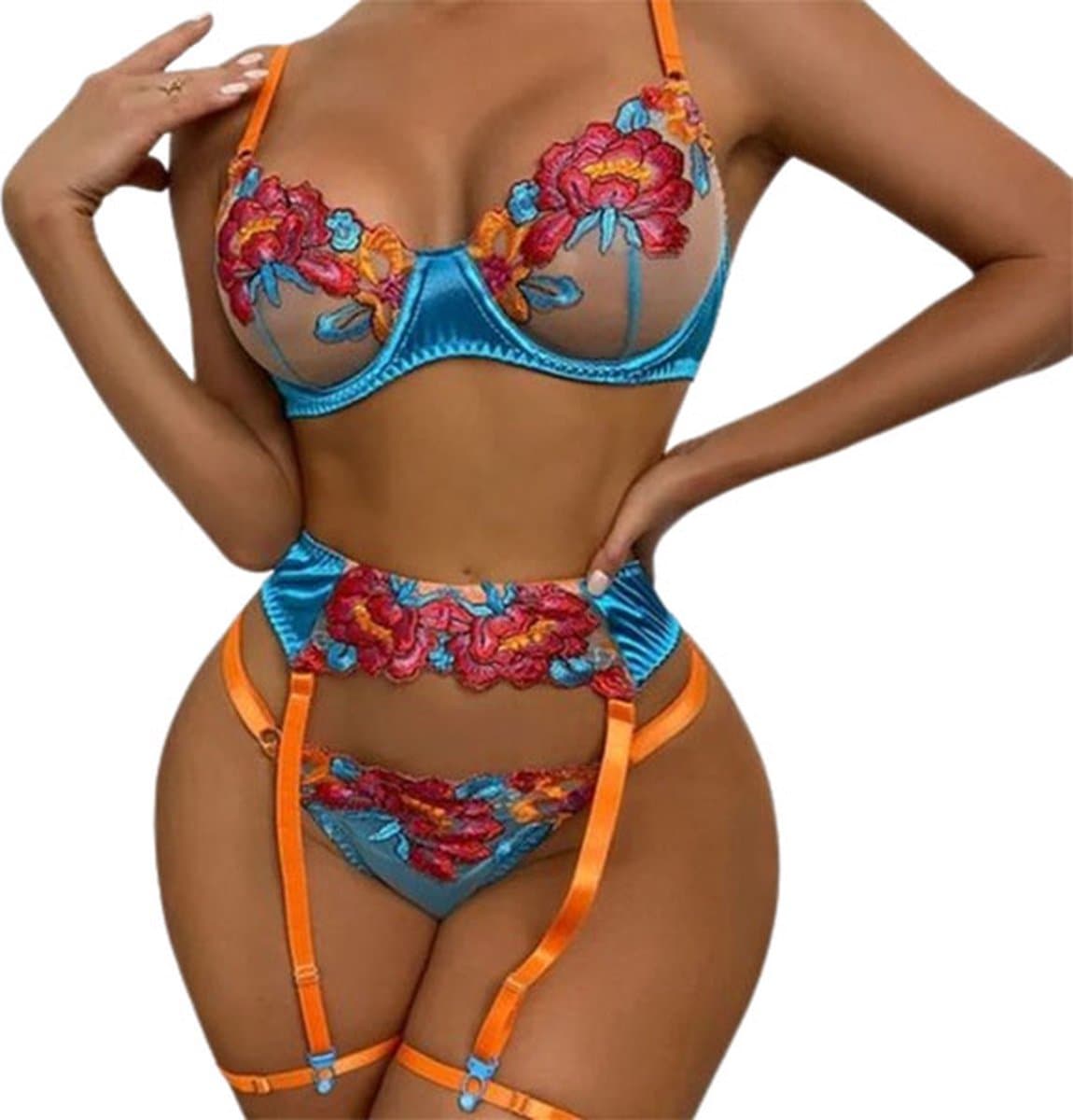 Prachtige elegante lingerie set - 3-delig - Beha, Slip en Jarretels - Erotische vrouwen ondergoed - Sexy en uitdagend - Goede kwaliteit — afbeelding 1