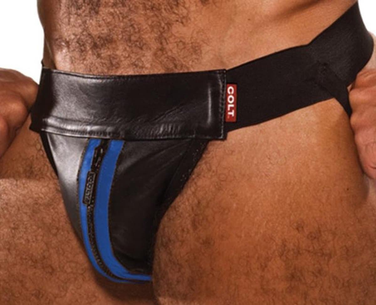 Colt Leather Zip Jock - Blue — afbeelding 1