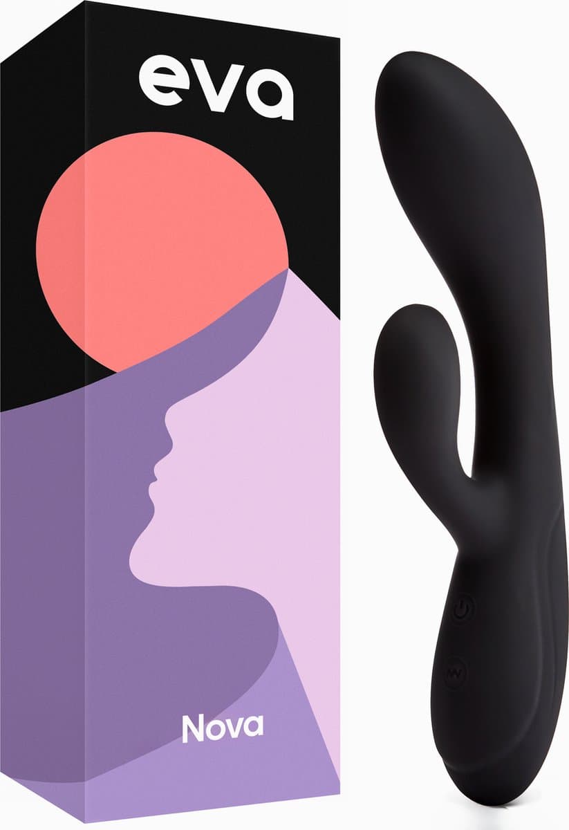 Eva® Nova - Rabbit Vibrator - Clitoris & G-spot Stimulatie - Verleidelijke Audio Verhalen - Fluisterstil & Discreet - Sex toys voor Vrouwen - Vibrators voor Koppels - Seksspeeltjes - Vibrators voor vrouwen - Cadeau voor vrouw - Obsidian Black — afbeelding 1
