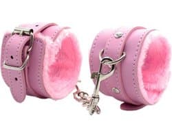 Handboeien - Bondage - Verstelbaar - Pluche - Roze